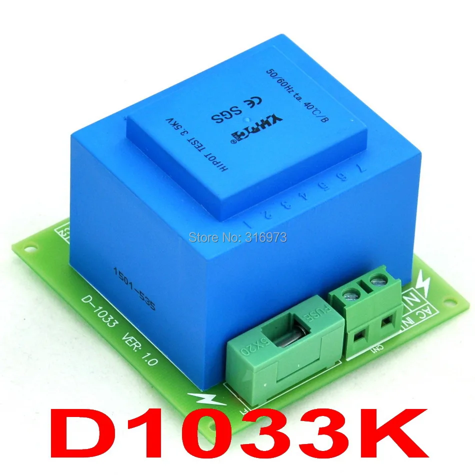 

Primary 115VAC, Secondary 2x 15VAC, 20VA Power Transformer Module,D-1033/K,AC15V