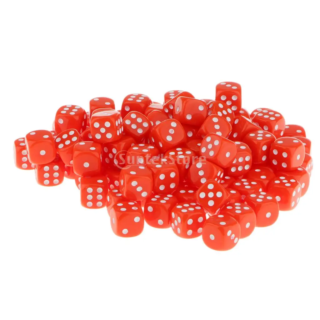 16mm 100pcs Acrylic Six Sided Spot Dice Party Games Dice Eight Colors