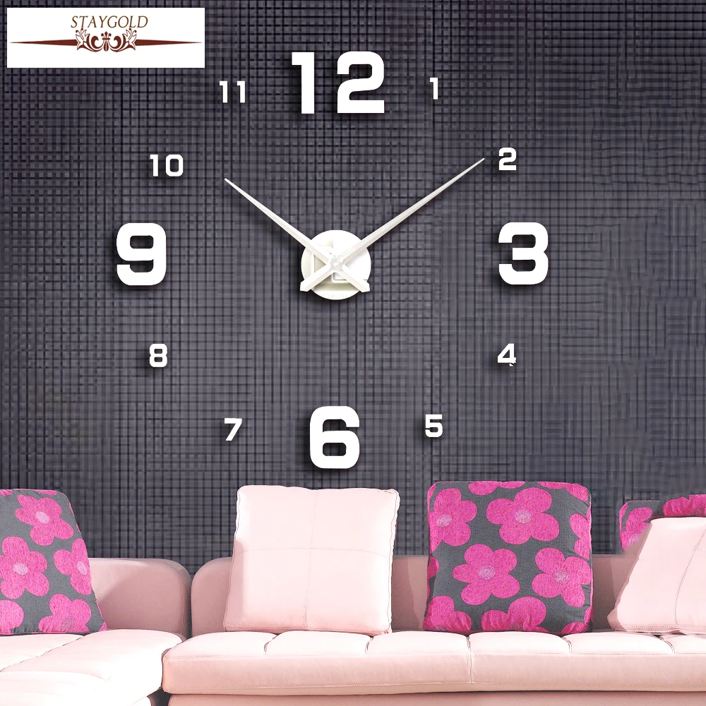 Hot Large Digital Wall Clock Creative Diy Wall Clock 3d Wall Clock Home