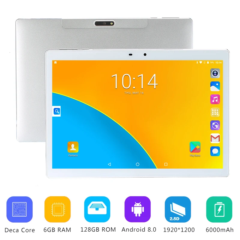 

Super 2.5D Screen G+G Deca Core 10 inch tablet Android 8.0 6GB RAM 128GB ROM 4G FDD LTE GPS Pad 10.1 IPS 1920*1200 +Gifts