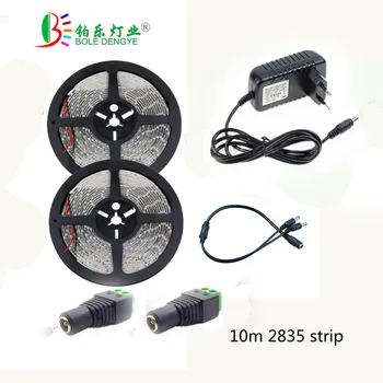 

10M SMD2835 LED Strip Light Warm White White 60leds/m Ribbon Waterproof LED Diode Tape Bande Led + 12V 3A LED Adapter +DC Female