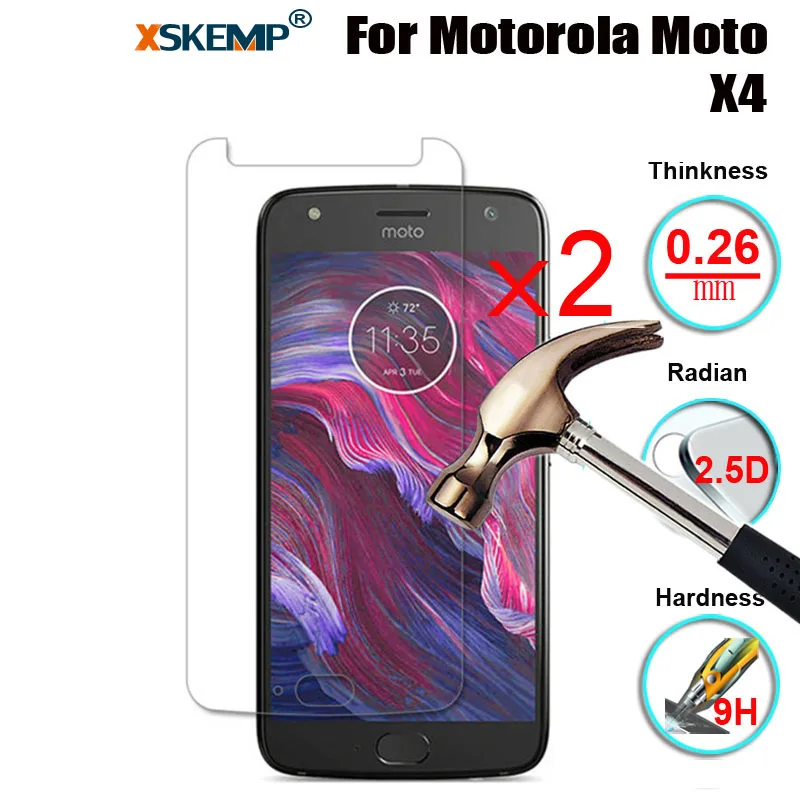 

XSKEMP 2Pcs/Lot 9H Real Tempered Glass Film For Motorola Moto X4 Scratch-Resistant Ultra Clear Screen Protector Protective Film