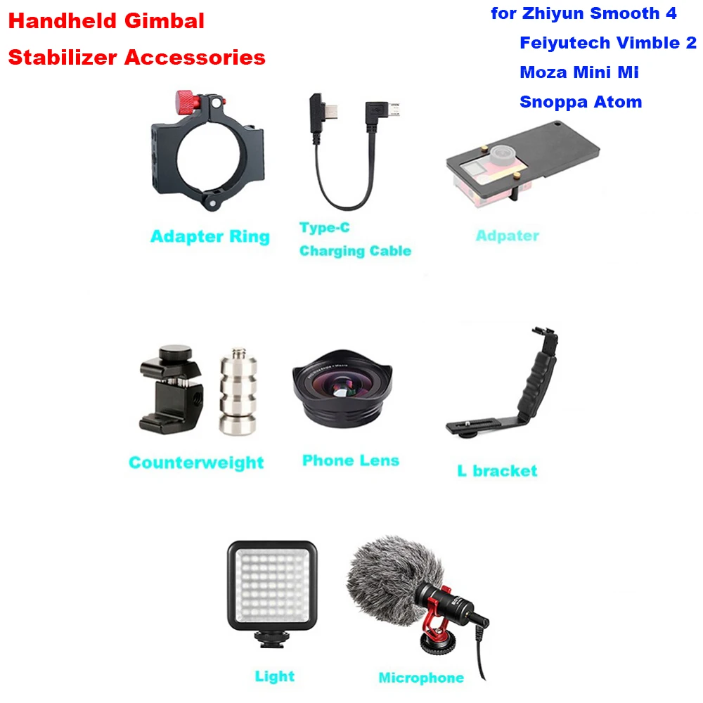 Zhiyun Smooth 4 Gimbal аксессуары с микрофоном Gorpo адаптер L кронштейн Type C зарядный кабель