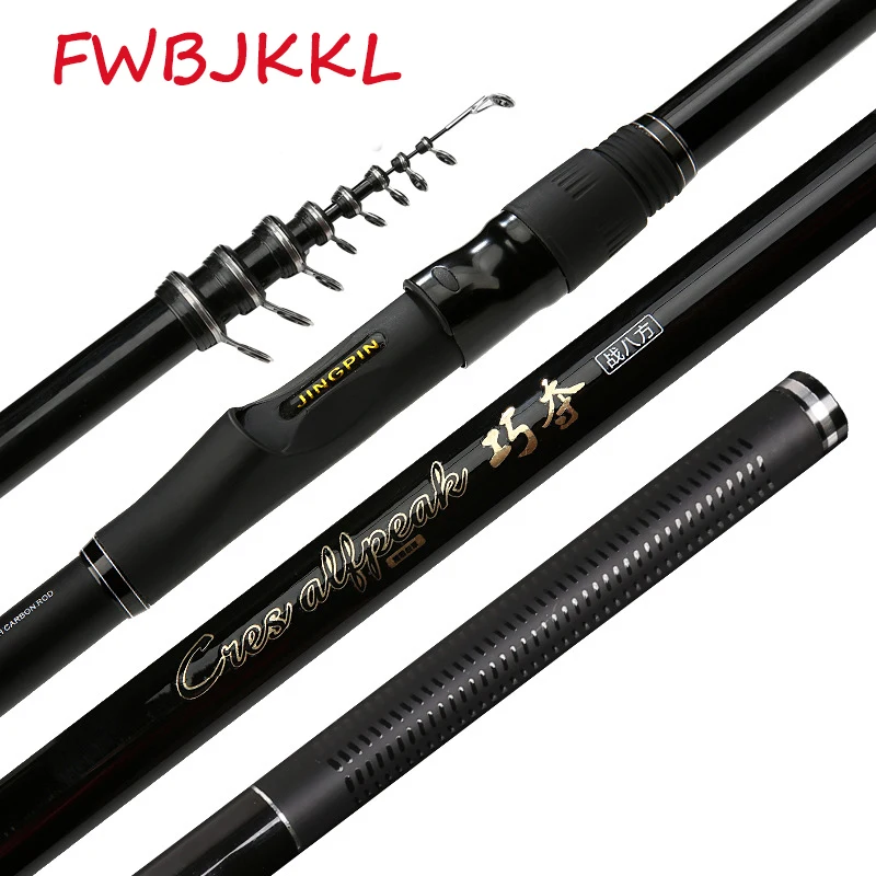 

99.9% Carbon Fishing Rod Black Telescopic Portable Fishing Rod 3.6m/4.5m/5.4m/6.3m Sea Spinning Rock Fishing Casting Rod Peche