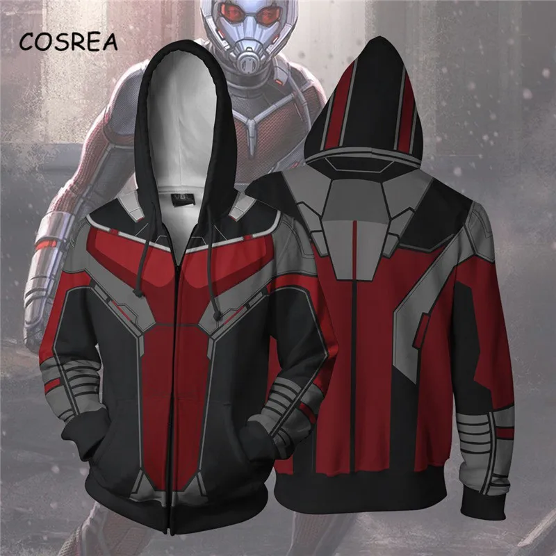 

Movie Ant Man Cosplay Costume 3D Printed Hoodies Sweatshirts Top Coat Tracksuit for Boy Men Zipper Hoodie Hooded Girls Hoodies