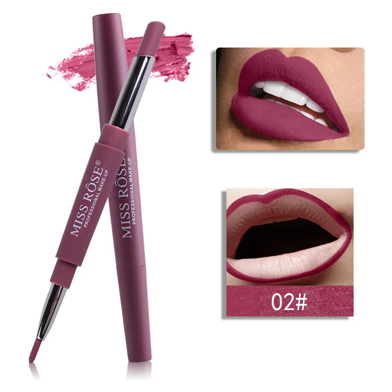 Sexy Nude Color Double-end Lip Makeup Lipstick Pencil Waterproof Lasting Tint Lip Stick Beauty Matte Liner Pen Lipstick 20 Color