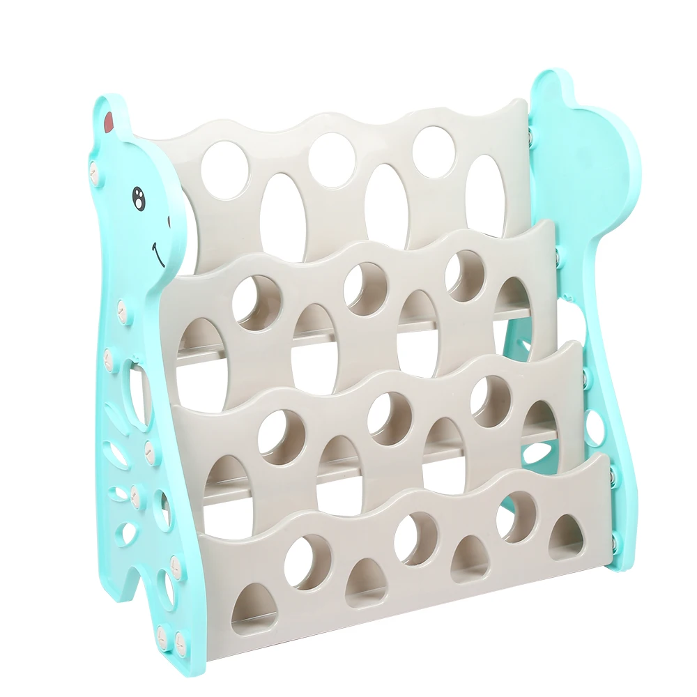 

PE Material Kid 4-Layer Store Bookshelf Cute Cartoon Simple Children'S Bookcases Boods Rake Holder For Home