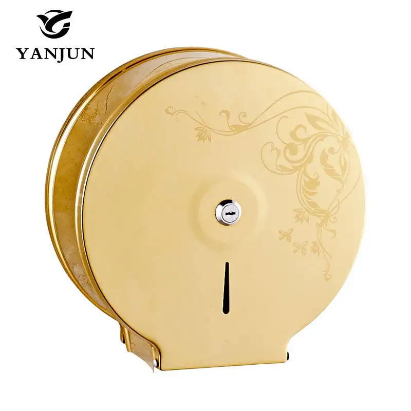Yanjun высокого качества настенный туалет для бумажного рулона держатель диспенсер для бумажных полотенец аксессуары для ванной комнаты YJ-8635 - Цвет: Gold