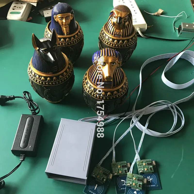 

Escape room Pharaoh beast prop for adventurer room escape game puzzle put Egypt pyramid statues in right place open lock