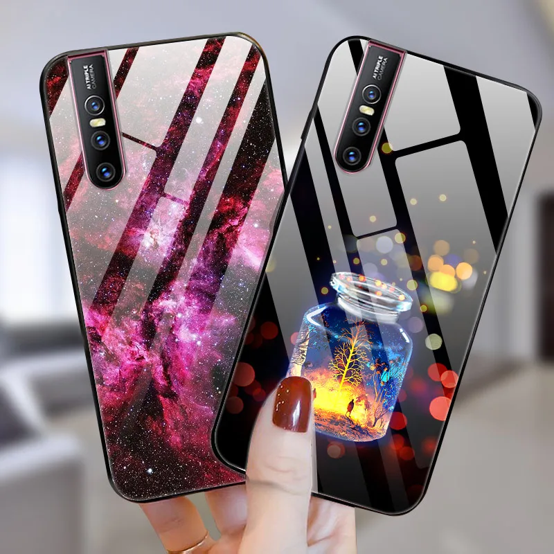 Жесткий закаленный ЧЕХОЛ ДЛЯ Vivo V15 Pro чехол V 15 для телефона защитный стеклянный VIVO