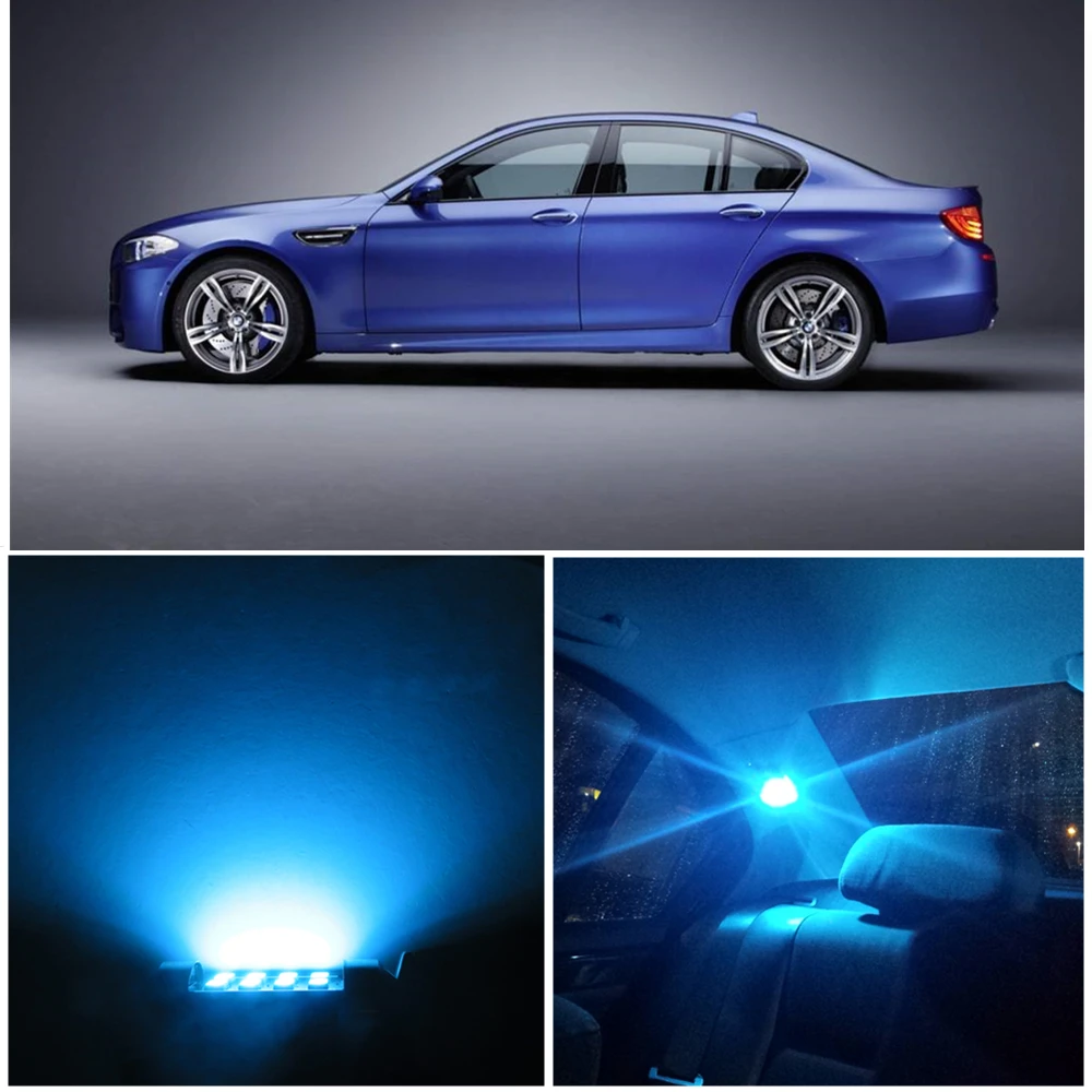 

WLJH 17x Canbus Error Free Light LED Interior Lights Bulbs Package Set Kit for BMW E60 5 Series Sedans 2004-2010 Crystal Blue