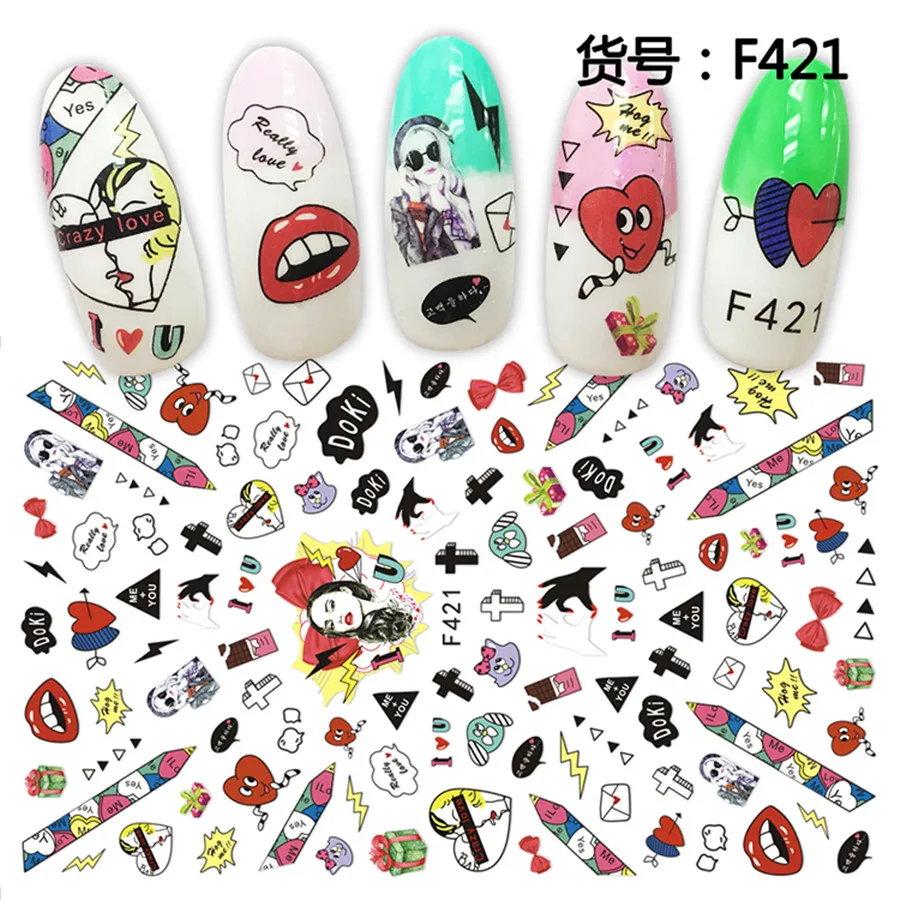 1Sheets 3D Embossed Nail Sticker Flower Adhesive DIY Manicure Slider Nail Art Tips Decorations Decals Transfer 3