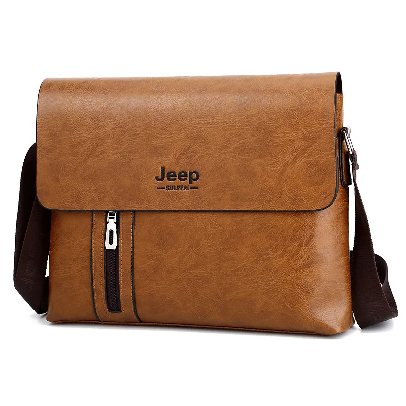 

2019 Jeep Sulppai Men Messenger Bags Casual Zipper Soft Leather Solid Flap Briefcase Crossbody Shoulder Bags For Man KSL516-2M