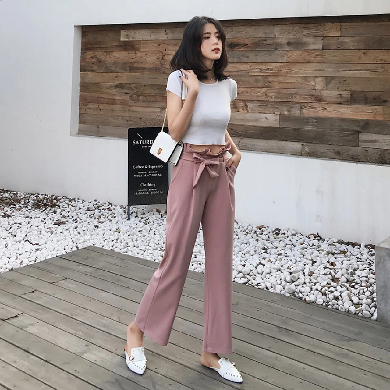 high waisted pants with tie