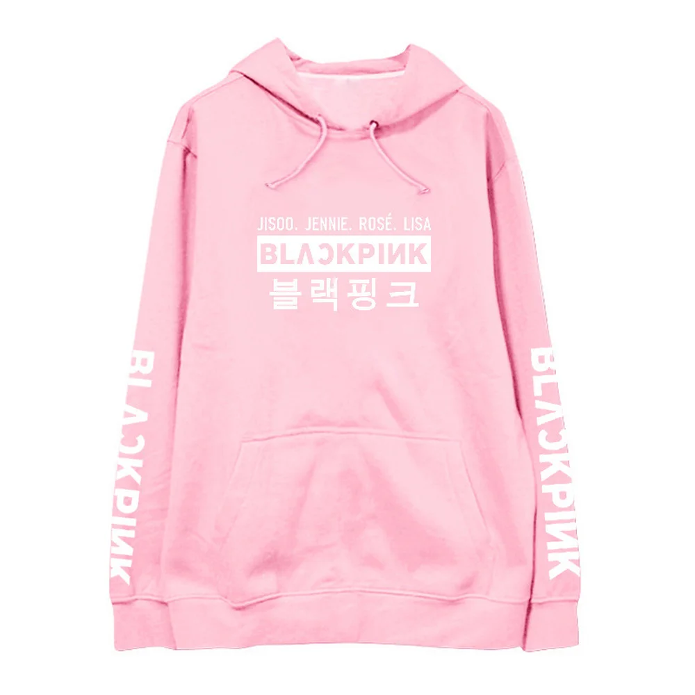  BLACKPINK Men Women Spring Autumn sweatshirt kpop hoodie Cotton Letter . harajuku winter coatblack 