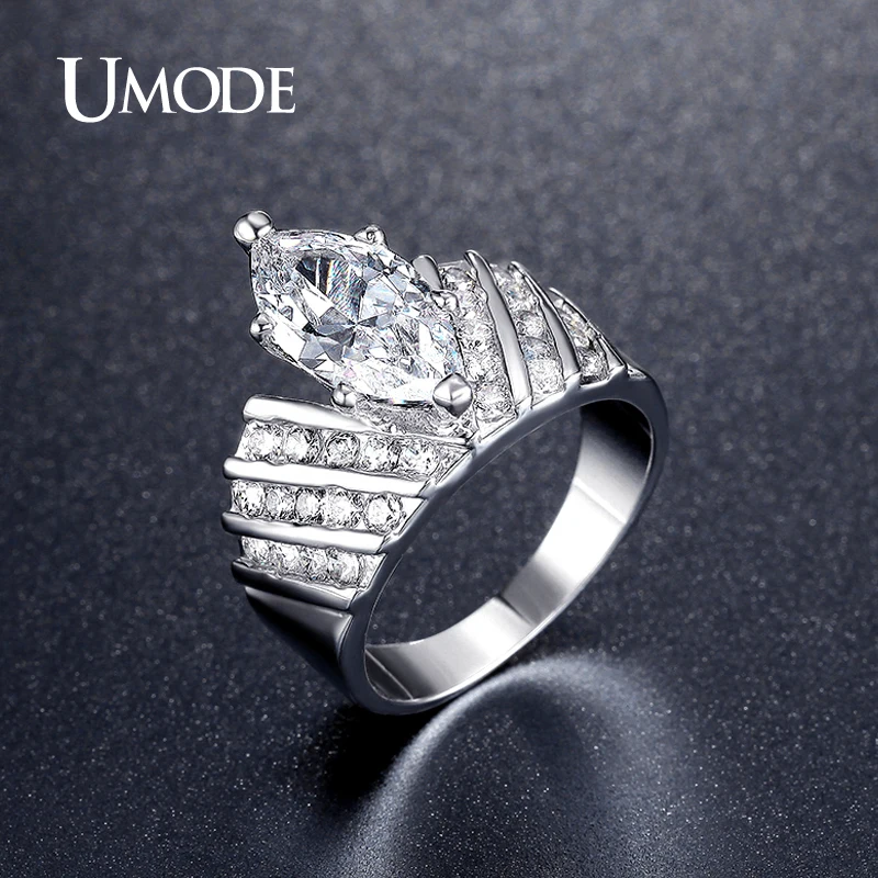 Acero inoxidable anillo diseño acero inoxidable anillo de Cóctel cubic zirconia blanca con plata ME 362