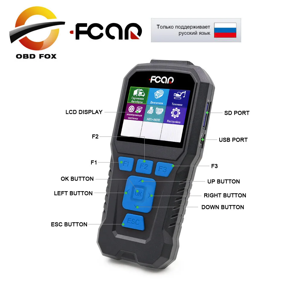 

New diagnostic scanner FCAR F-50R for reading errors of diesel cars in Russian original F50R Full set code reader DHL free