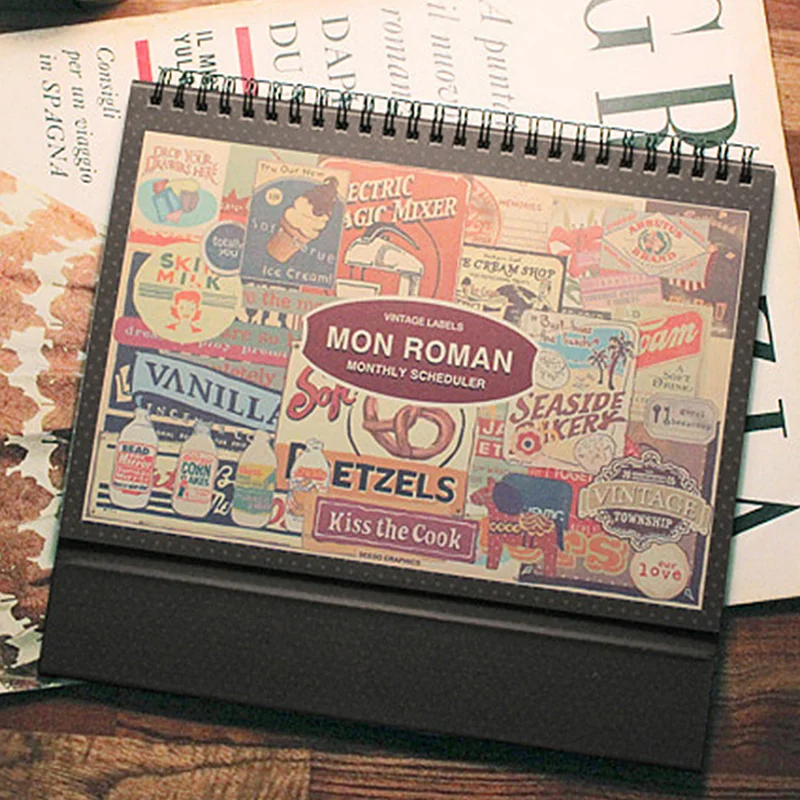

1 Pcs Cartoon 2019 Mon Roman Desk Calendar Program DIY Hand-written Desktop Perpetual Palnner Notebook Stationery Calendar