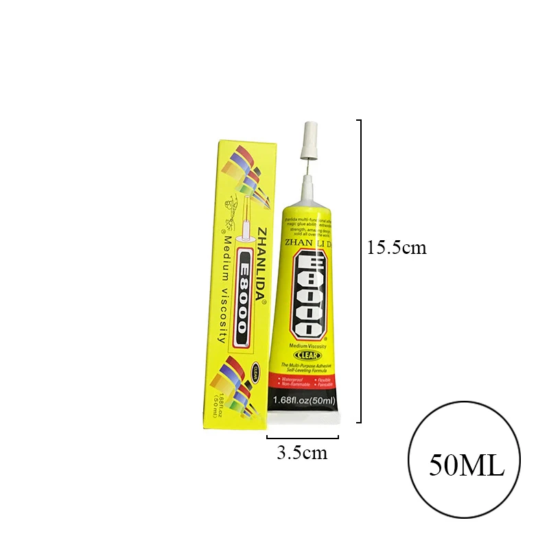 50ml Liquid E8000 Super Glue Strong For Leather Wood Rhinestone Phone Screen Repair Crystals