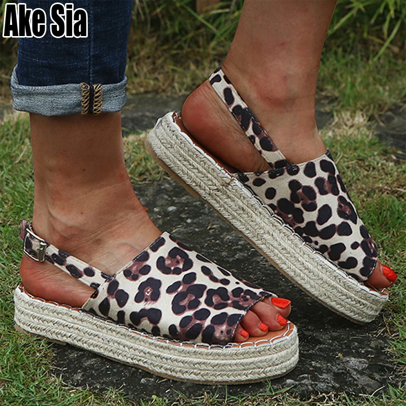 

Women Fashion Casual Peep Toe Hemp Rope Thick Sole Wedge Platform Back Buckles Strap Lady Flat Espadrilles Sandals Shoes A570