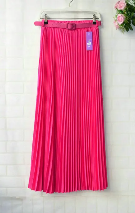 Новая модная женская элегантная шифоновая плиссированная простая короткая женская мягкая Повседневная Длинная юбка макси с высокой талией для отдыха - Цвет: rose