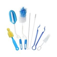 7Pcs Baby Bottle Cleaning Brush Tool Nipple 360 Degrees Rotating Sponge Feeding Cup Straw Cleaner