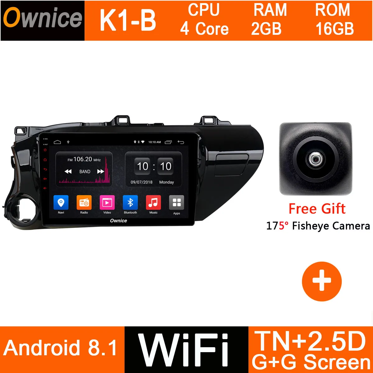 10," ips 8 ядерный 4 Гб ram+ 32 Гб rom Android 9,0 автомобильный dvd-плеер gps радио для Toyota Hilux DSP CarPlay мультимедиа - Цвет: K1-B