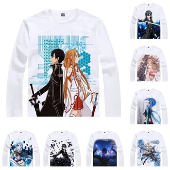 

Anime Shirt Sword Art Online Men Anime T-Shirts Kirito Asuna Cosplay Costume Japanese Kawaii Tee Women Long Sleeve Shirts