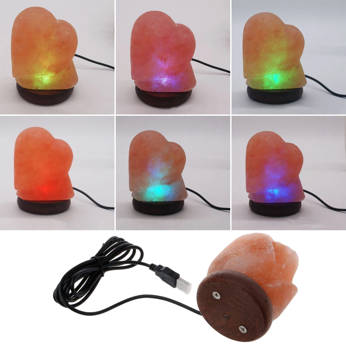 

New Arrival Heart Creative Crystal Lamp Desk Light Table Lamp Natural Himalayan Salt Lamp LED Lamp Air Purifier Night Light