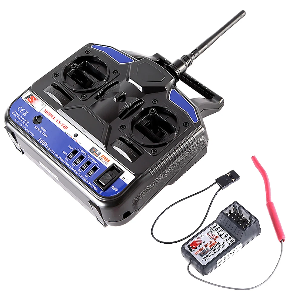 

FlySky FS-T4B 2.4G 4CH Radio Control RC Transmitter With Receiver for RC Quadcopter Helicopter Airplane RC Parts