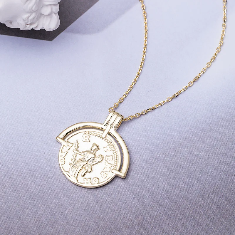 portrait round pendant necklace 100% 925 Sterling silver nacklace Jewellery Clavicle chain pendant charms chocker woman gift