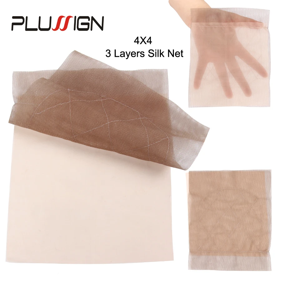 

Plussign 1-2Pcs Top Silk Base Material Lace Net For Making Wigs 4x4 13x4 Frontal Closure Net Hair Weaviing Net For Women Girls