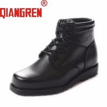 Qiangren Военная Униформа бренд Для мужчин зимние Пояса из натуральной кожи шерсть резиновая Армейские ботинки мужские на открытом воздухе Снегоступы из коровьей кожи дубленки