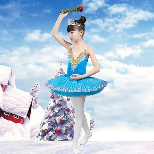 Профессиональная балетная пачка, детский костюм Лебединое озеро, белое балетное платье для детей, блинная пачка, танцевальная одежда для девочек - Цвет: Синий