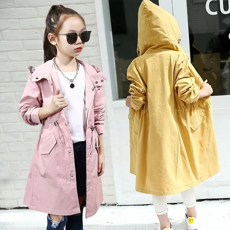 Zerototens Girls Autumn Winter Trench Coat,0-5 Years Old Toddler Kids Long Sleeve Solid Color Double Breasted Windbreaker Button Cloak Jacket Warm Long Parka Tops 