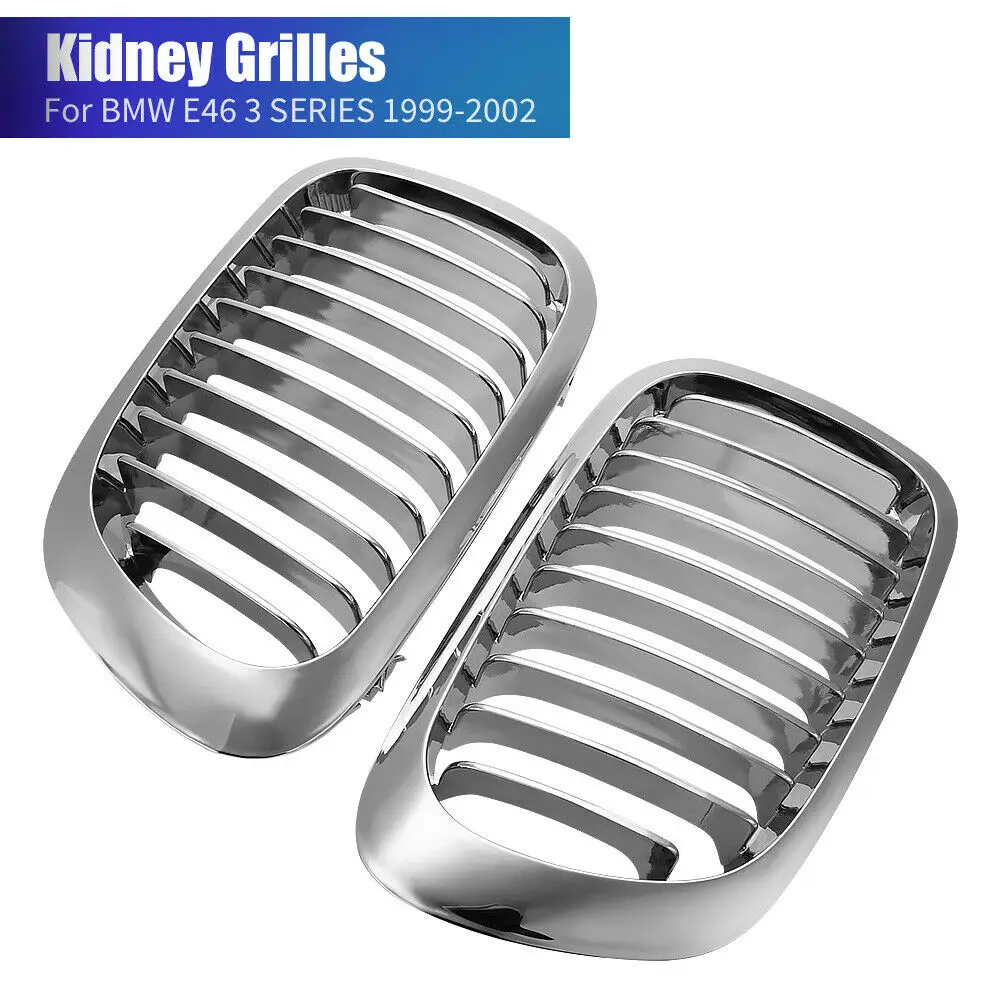 

2x Chrome Grille Kidney Grill For BMW E46 3 SERIES 2 DOOR COUPE M3 1998-2001 ABS