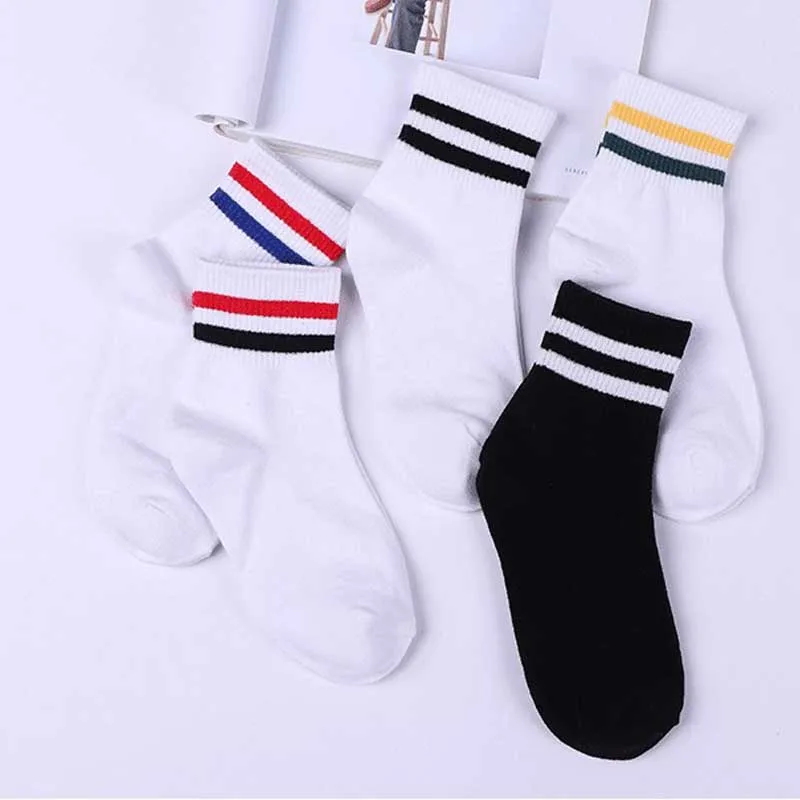 

Short Funny Striped White Cotton Socks Women Black ladies dress solid 5 Pairs Per Lot Spring Summer