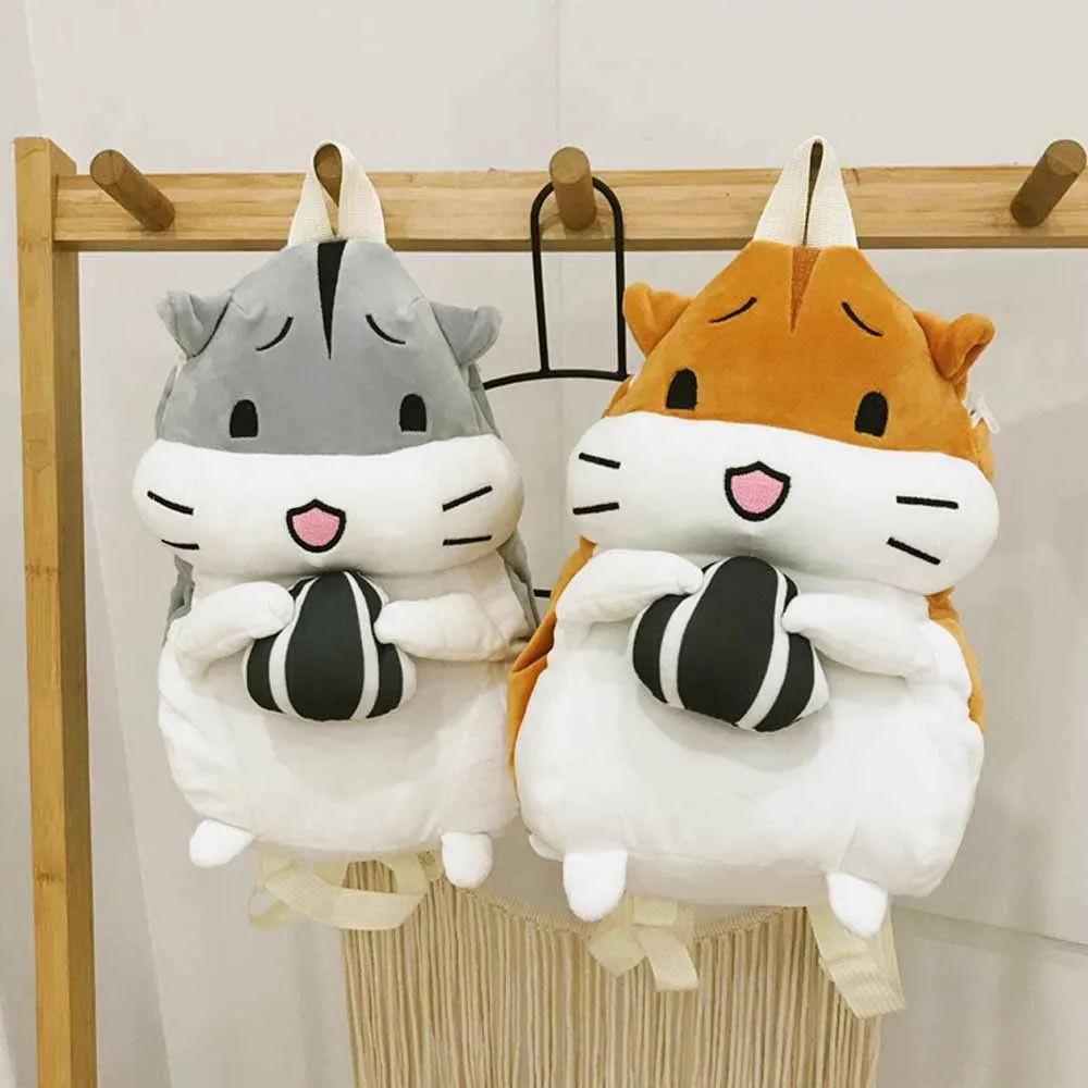 

Autumn girls animal backpack Fashion Women Cute Backpack Fluffy Hamster Bag Student Winter Hand Warmer Bag leisure package
