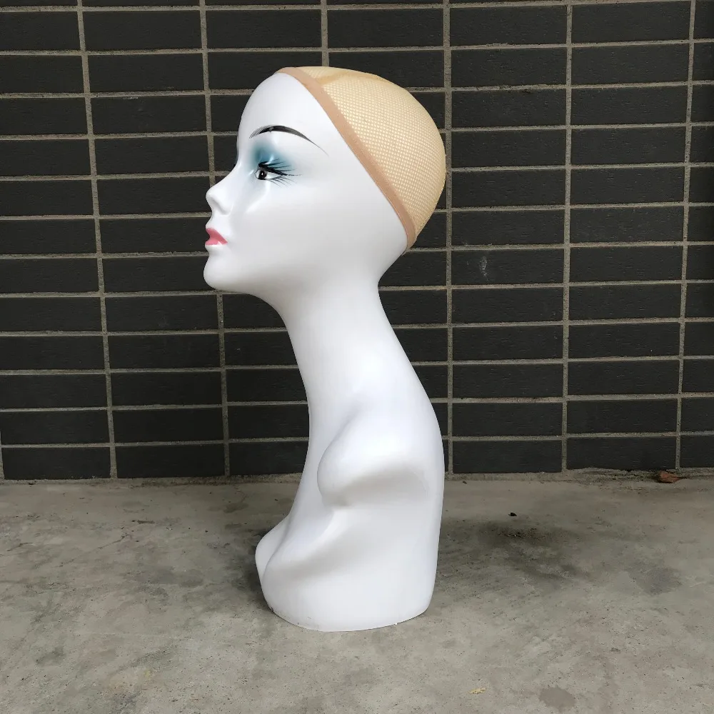 Practical White Skin Female Mannequin Head Wig Cap Scarf Display Manikin Head Holder Stand Model (5)