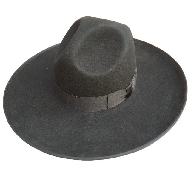 Black Israel Jewish Hat Jews Wool Hasidic Kosher Rabbi Fedora Cap Wide