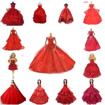 

Red Elegant Handmade Wedding princess Dress Doll Floral Doll Dress Clothes Clothing Multi Layers Dolls Accessories New Arrival