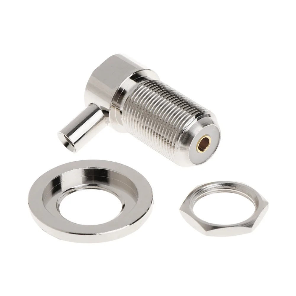 

SO239 UHF Female Right Angle RF Connector For RG58 RG142 LMR195 Coaxial Cable