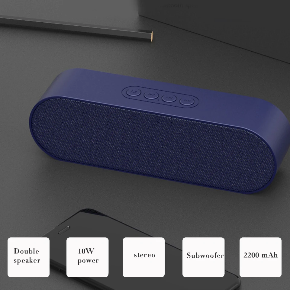 

Powerful Bluetooth Speaker 10W FM Radio TF Card Subwoofer Bluetooth Column Soundbar TV Hifi Sound System Music Surround Speaker