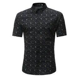 Новые летние модные брендовые одежда Для мужчин рубашка короткий рукав Повседневное Для мужчин мужская деловая рубашка