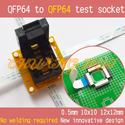 FPQ-64-0.5-06 socket FPQ64 to QFP64 test socket QFP64 TQFP64 Pitch=0.5mm