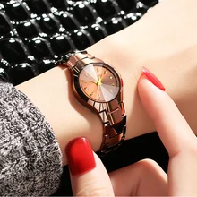 Женские часы из вольфрама, тонкие часы из розового золота, роскошные Брендовые женские часы с браслетом