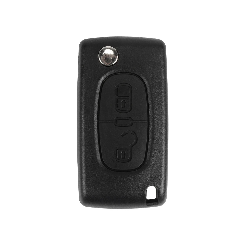 

VDIAGTOOL 2 Buttons Flip Car Key Case Blank Fob For Peugeot Folding Key Shell With 406 blade and battery holder(CE0536)