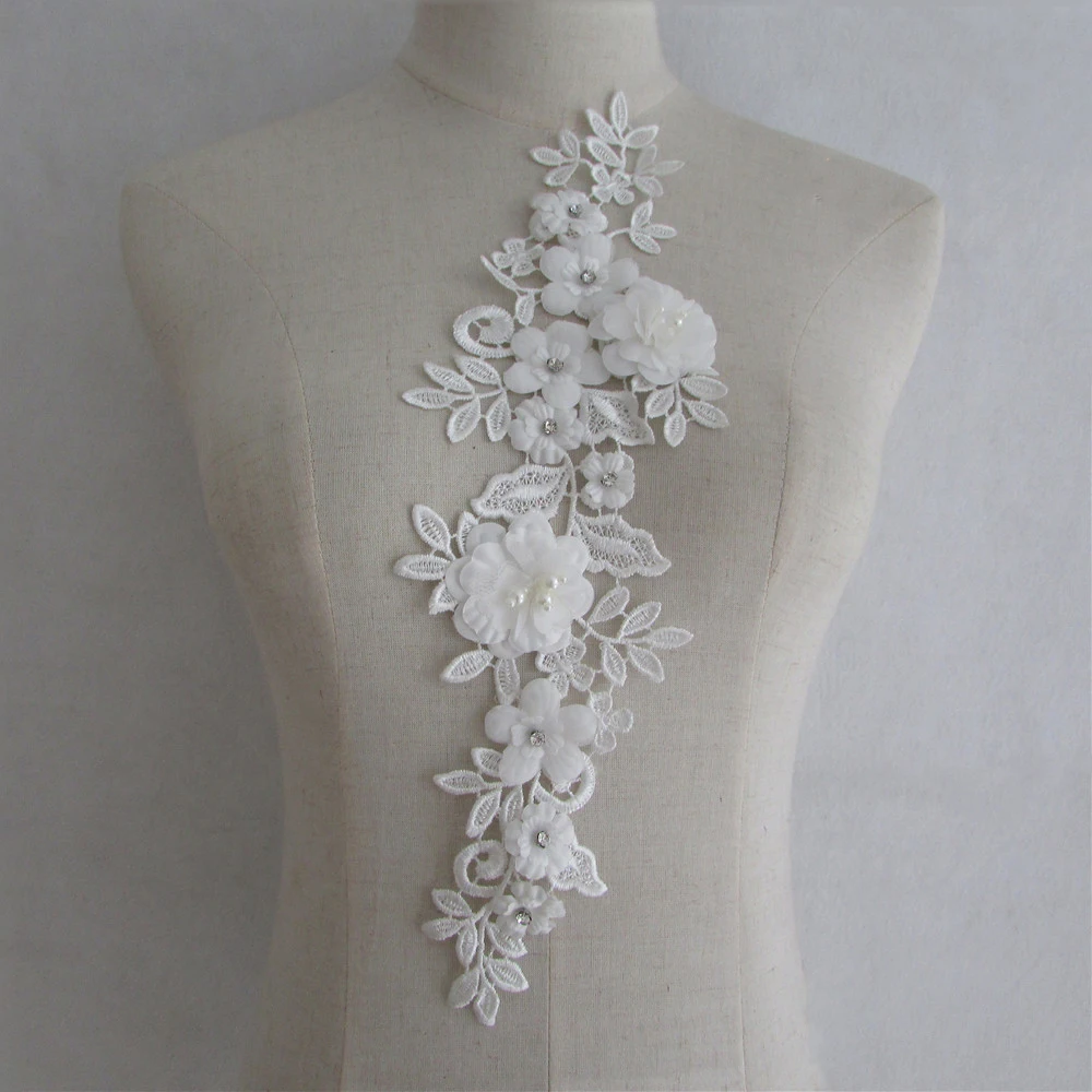 Высокое качество 1 шт. белый цветок из ткани Вениз кружева швейная аппликация для рукоделия кружевной воротник одежда украшения аксессуары YL1067