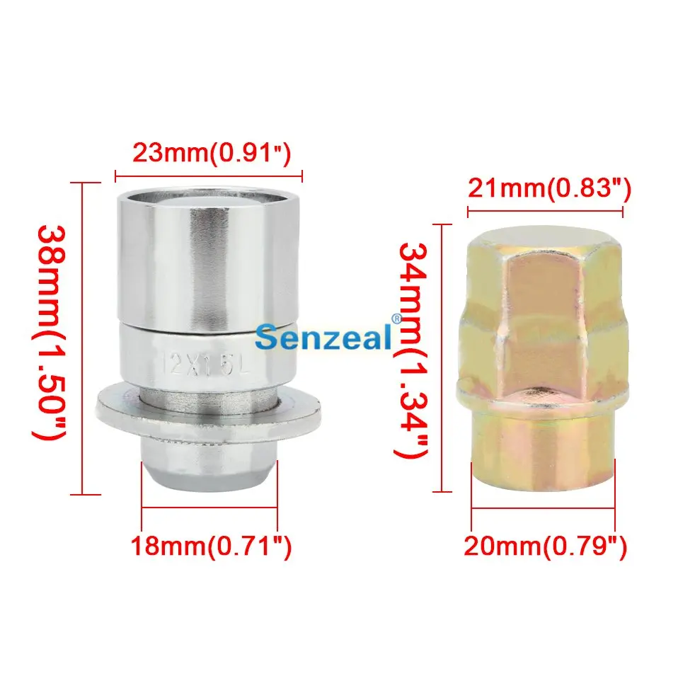 Senzeal 4X легированная сталь M12x1.5 противоугонные закрытые торцевые Колесные гайки w/шайба маг сиденье с ключом для Toyota Lexus Авто гайка