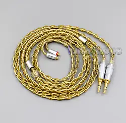 Сбалансированный чистый цвет серебристый, Золотой покрытием 8 ядер кабель для sony PHA-3 Shure SE215 SE315 SE425 SE535 SE846 LN005978